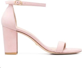 Stuart Weitzman 85mm block-heel open-toe sandals - women - Calf Leather/Calf Leather/Calf Suede - 36 - Pink