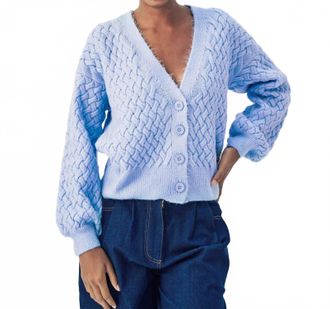 Mademoiselle Y&eacute;Y&eacute; Heavenly Chunky Knit Cardigan In Blue