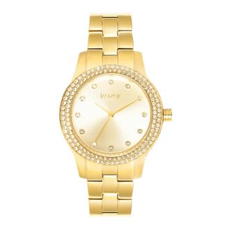 Kazar Goudkleurig horloge met kristallen - Dames - Horloges - Geel - ONE Size - Accessoires