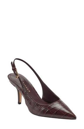 Marc Fisher Dorie Slingback Pointed Toe Pump in Dark Brown/croc Embossed at Nordstrom Rack, Size 7.5