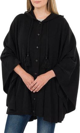 Patricia Nash Hooded Button Front Cape in Black at Nordstrom Rack