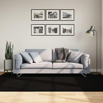 vidaXL Vidaxl - Alfombra De Pelo Corto Suave Lavable Huarte Negro 160x230 Cm