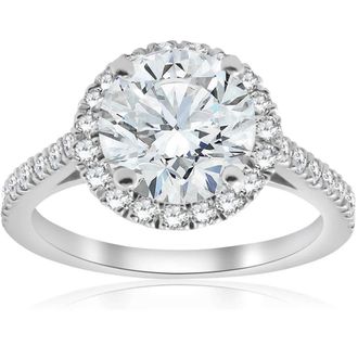 Pompeii3 2 1/2 ct Halo Round Cut Diamond Engagement Ring 14k White Gold