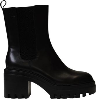 Calvin Klein Chunky Heeled Chelsea Laarzen - Dames - Laarzen met Hak - Zwart - 39 EU - Leer - Schoenen