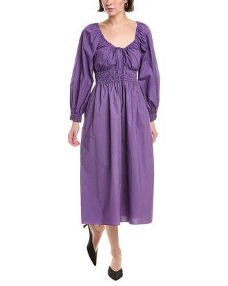 Rebecca Taylor Poplin Smocked Waist Maxi Dress