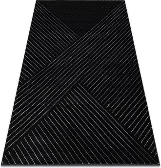 RugsX Tappeto Emerald Esclusivo A0084 Glamour, Elegante, Linee, G&eacute;om&eacute;trique Nero / Argint Black 200x290 Cm