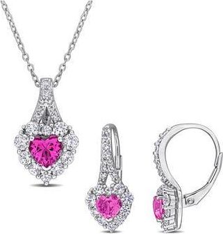Delmar Lab Grown Pink & White Sapphire Earrings & Necklace Set at Nordstrom Rack