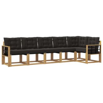 vidaXL Conjunto De Sof&aacute;s De Exterior Con Coj&iacute;n 6 Pcs Blanco Y Negro Vidaxl