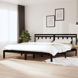 vidaXL Vidaxl - 3100613 Bed Frame without Mattress Black Solid Wood 200x200 cm (810041+814118)