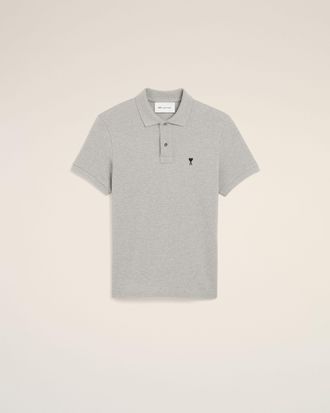 Ami Grey Cotton Contrasted Ami De Coeur Polo Shirt Grey - XXL - for Men