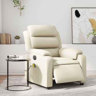 vidaXL Vidaxl - Sill&oacute;n De Masaje Reclinable El&eacute;ctrico Cuero Sint&eacute;tico Crema
