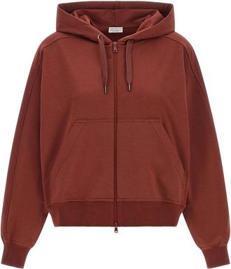 Brunello Cucinelli Sweatshirts - Dames - Vesten met rits - Rood - XS - Hoodies & sweatvesten