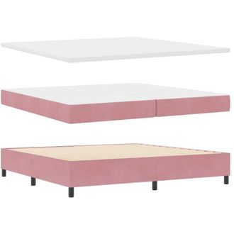 vidaXL Cama Tipo Box Spring Con Cabecera Rosa 200 X 200 Cm Terciopelo Vidaxl