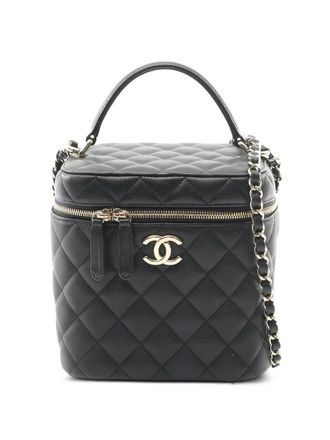 Chanel quilted chain-strap bucket bag - Black
