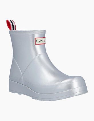 Hunter Womens Hunter Play Short Boot Metallic Rubber Womens Silver Wellington Boots - Size: UK 7 / eu 40/41 / us 9