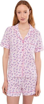 PJ Salvage Whimsy Pajama Set Womens Pajama Sets Pink : LG (US 10-12), Cotton/Jersey/Modal