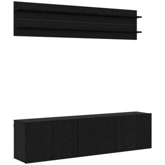 vidaXL Unidades De Tv 6 Pcs Roble Negro Madera Contrachapada Vidaxl