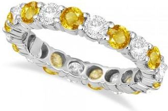 Allurez Eternity Diamond & Yellow Sapphire Ring Band 14k White Gold (3.50ct)