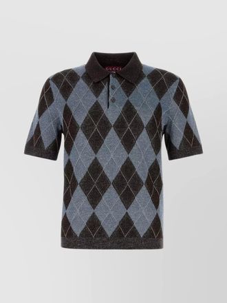 Gucci embroidered wool blend polo shirt