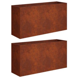 vidaXL Macetero De Jard&iacute;n 2 Uds. Oxidado 100 X 30 X 40 Cm Vidaxl
