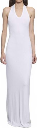 Enza Costa Silk Rib U Halter Fluid Maxi Dress In White