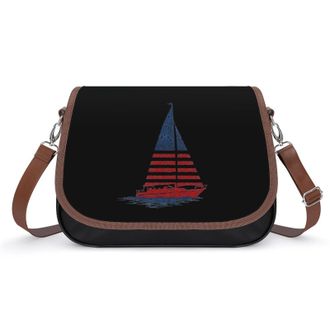 Generic Sail Boat U.S. Flag Fashion Womens Crossbody Bags Novelty Handbag Shoulder Bag Purse