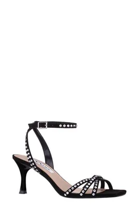 Nina Laura Ankle Strap Sandal in Black at Nordstrom, Size 8.5