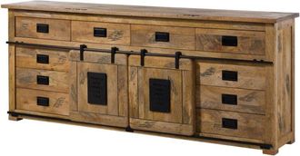 Massivmoebel24 Sideboard Mango 220x45x90 natur lackiert railway 192