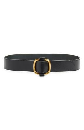 Saint Laurent Large Buckle Leather Belt in Black at Nordstrom, Size 75