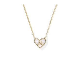 Kendra Scott Heart Letter M Short Pendant Womens Necklace Womens Necklace N, Brass/Rhodium-Plated