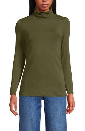 Lands End Lightweight Jersey Long Sleeve Turtleneck in Olive Drab at Nordstrom, Size X-Large P