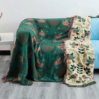 OEM Manta De Algod&oacute;n Con Borlas - 150 X 200 Cm - Verde