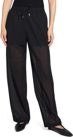 Theory Wool Blend Drawstring Pants in Black at Nordstrom Rack, Size Petite