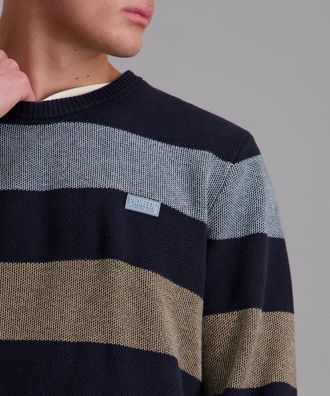 Pioneer Authentic Jeans Rundhalspullover, Herren, Gr. 3XL, blau (night sky), Strick, Obermaterial: 100% Baumwolle, PIONEER AUTHENTIC JEANS, colorblocking, regular fit normal,