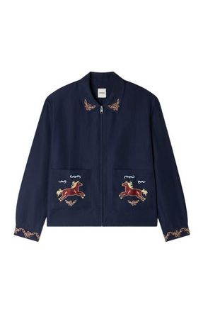 Sandro Embroidered wing collar jacket in Navy Blue at Nordstrom, Size X-Small