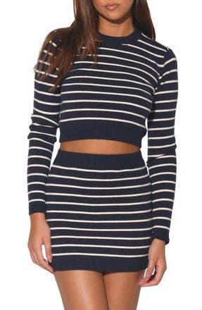 Walter Baker Rory Stripe Crop Sweater in Navy Cruise Stripe at Nordstrom Rack, Size X-Large