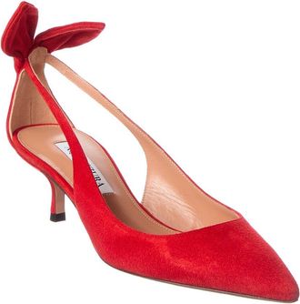 Aquazzura Bow Tie 65 Suede Slingback Pump