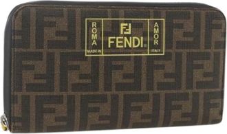 Fendi Pre-owned Zucca Canvas Lange Portemonnee - Dames - Vintage Accessoires - Bruin - ONE Size - Vintage