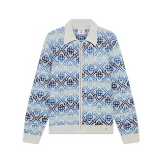 Casablanca Space Dye Monogram Long Sleeve Merino Cardigan - male - Casablanca - Cardigans - Multicolor - L - Knitwear