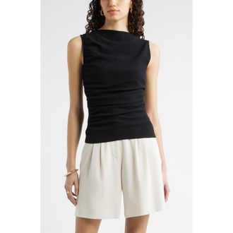 Nordstrom Ruched Sleeveless Top in Black at Nordstrom, Size Xx-Small