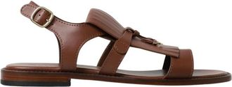 Doucal's Sandaal met franjes en gesp - Dames - Sandalen - Bruin - 37 EU - Leer - Schoenen