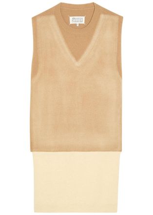 Maison Margiela Fuse Colour-blocked Wool Vest - Cream - S (UK8-10 / S)