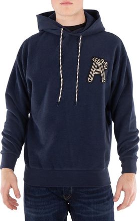 Aries Mens Navy Reverse Column Cotton Hoodie