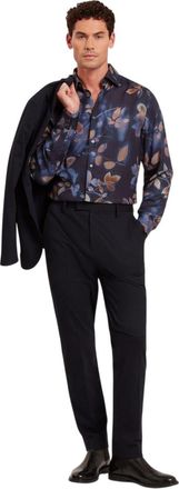 Ted Baker Herenoverhemd met bladmotief, normale pasvorm (Marine)