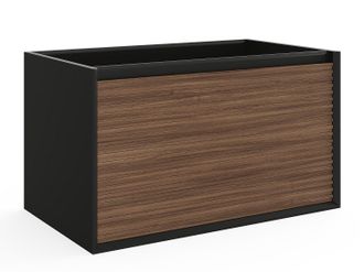 Vente-Unique Mueble de ba&ntilde;o suspendido - Color natural oscuro y negro - 80 cm - BANIVA