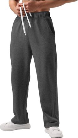 Generic Mens Joggers Fleece Lined Straight Leg Tracksuit Bottoms Joggers Thermals Sweatpants Warm Plush Trousers Open Bottom Thick Tracksuit with Pockets Trac