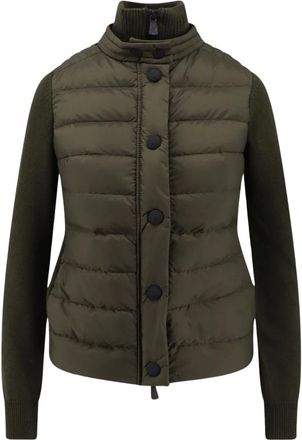 Moncler Cardigan in nylon e maglia - - Jackets - Donna - Verde - M