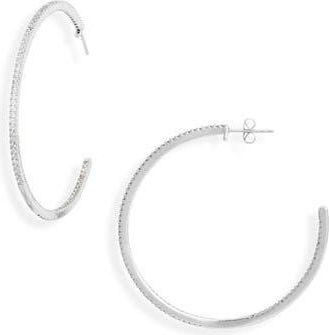 Nordstrom Rack 55mm Thin CZ Pavé Hoop Earrings in Clear- Silver at Nordstrom Rack