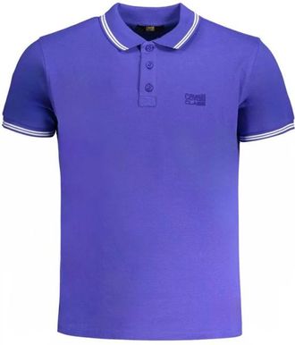 Cavalli Blauw Katoenen Poloshirt met Borduurwerk - Heren - Polos - Blauw - 2XL - Katoen - Tops