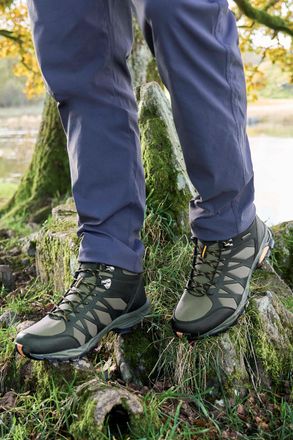 Mountain Warehouse Trekker II Mens Softshell Boots with Heel & Toe Bumpers Waterproof Hiking Shoes Khaki